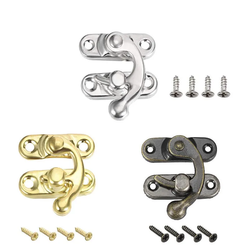 

6 Set Antique Bronze Iron Padlock Hasp Hook Mini Box Lock for Jewelry Gift Wooden Box Padlock with Screws Hardware Home Decor