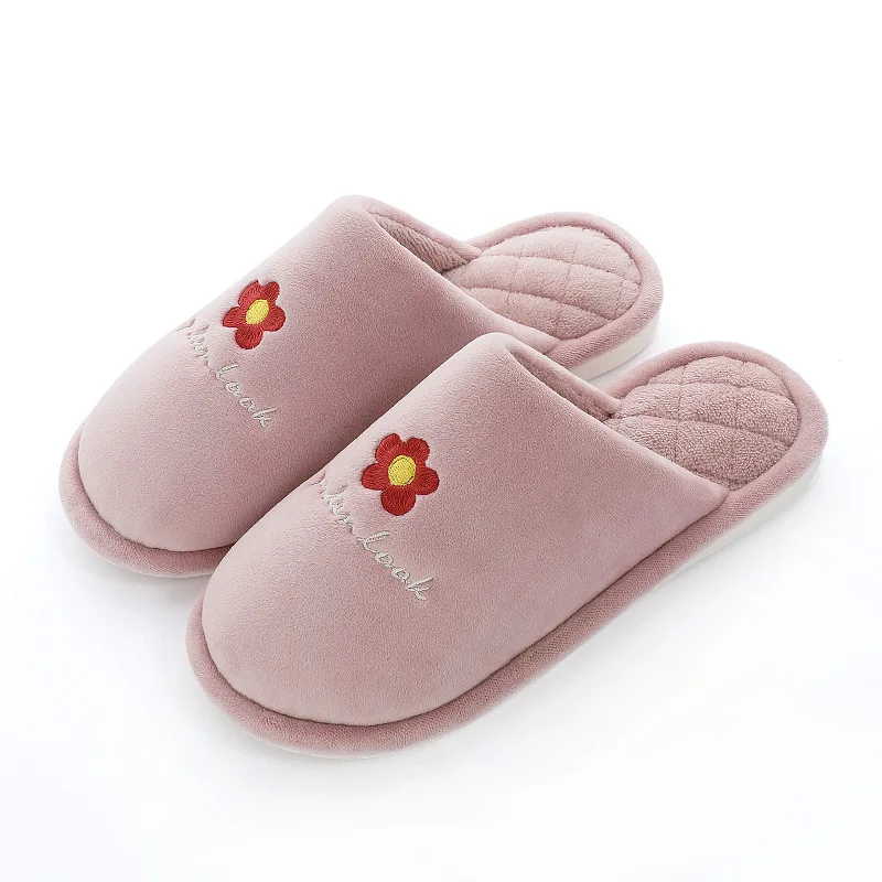 pink Женские домашние тапочки; Мягкие плюшевые Нескользящие домашние тапочки для влюбленных; модель года; обувь без застежки; сезон осень-зима; женские и мужские шлепанцы; SH08163 - Цвет: pink