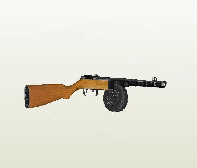 Советский пистолет-пулемёт в масштабе PPSh-41 1:1 бумажная модель для
