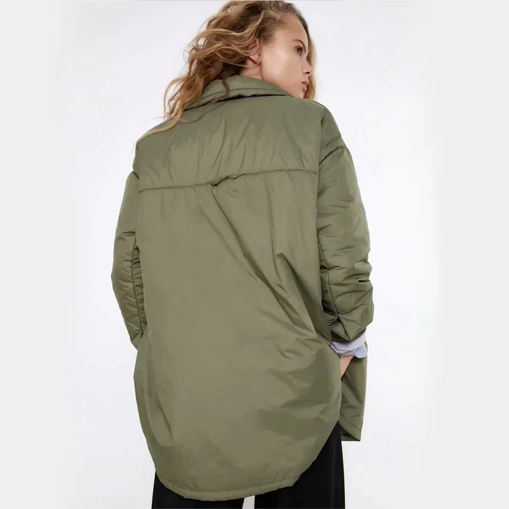 Winter Women Jacket Warm and Elegant Coat Oversized Lightweight Parka Coat Casual Loose Long Coat Retro Khaki Cotton Coat 2021