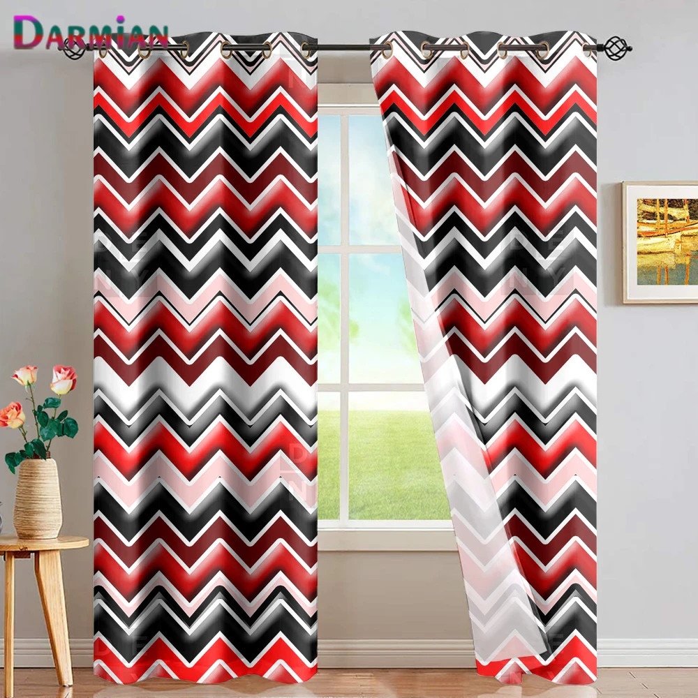 

DARMIAN Simple Chevron Pattern Brand Kitchen Full Shade Draperies Bedroom European Style Blackout Curtains Home Room Treatment