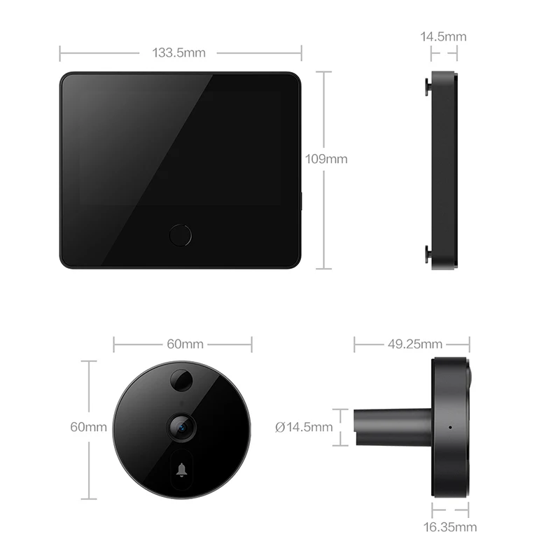 Камера видеонаблюдения Xiaomi Mijia умный дверной звонок Wi-Fi инфракрасное ночное
