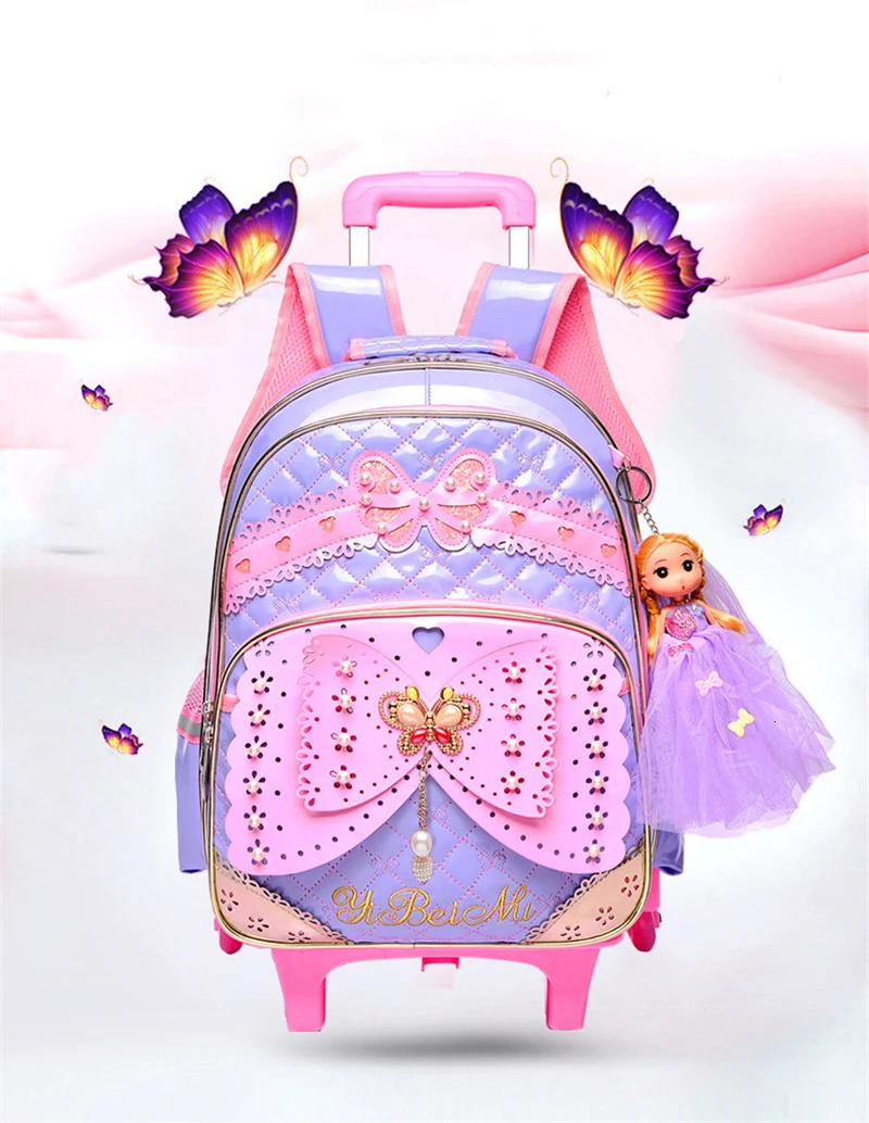 Школьные сумки с колесами Mochilas, детские милые рюкзаки, 6 детских чемоданов на колесиках для девочек, рюкзак на колесиках для детей 6-10 лет, Escolar