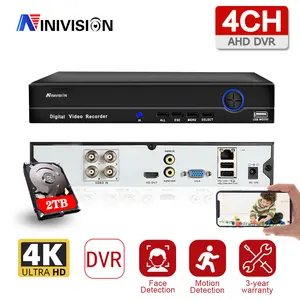 ninivision h265 4k 8mp 4 channel 6 in 1 hybrid wifi tvi cvi nvr ahd cctv dvr surveillance video audio recoder free global shipping