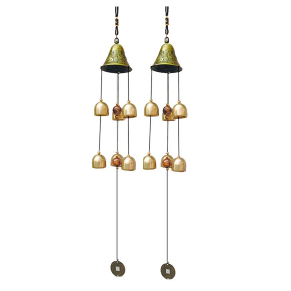 

2pcs Wind Chimes Metal Good Luck Hanging Bell Feng Shui Chimes Garden Vintage Dragon Bell for Indoor Outdoor Blessing Decoration