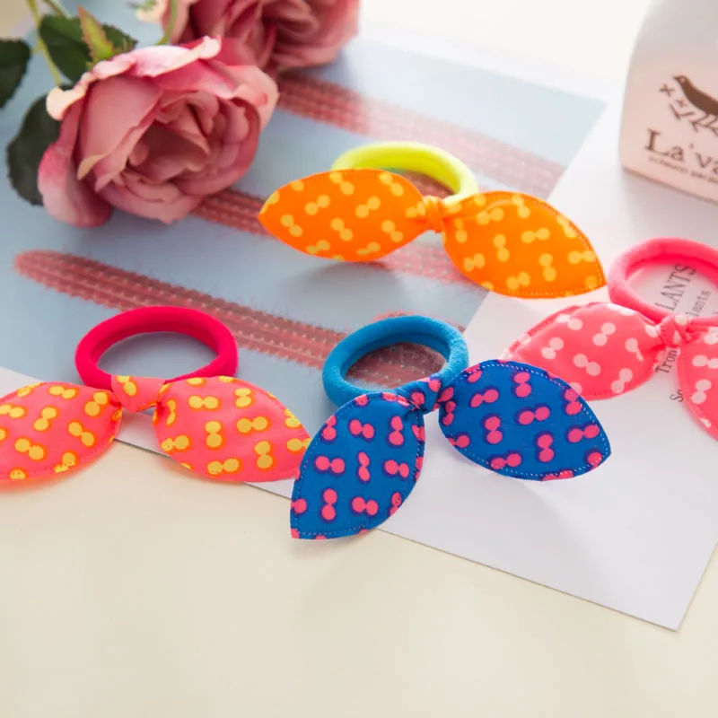

Резинки для волос с маленькими кроличьими ушками 10/20 шт., милые эластичные ленты для девочек, детские аксессуары для волос с орнаментом, Нови...