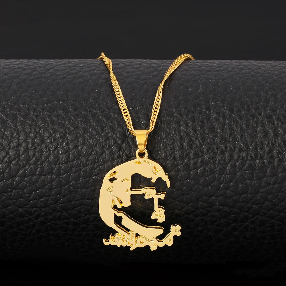 Золотое ожерелье с подвеской в виде карты Катара модное колье изображением