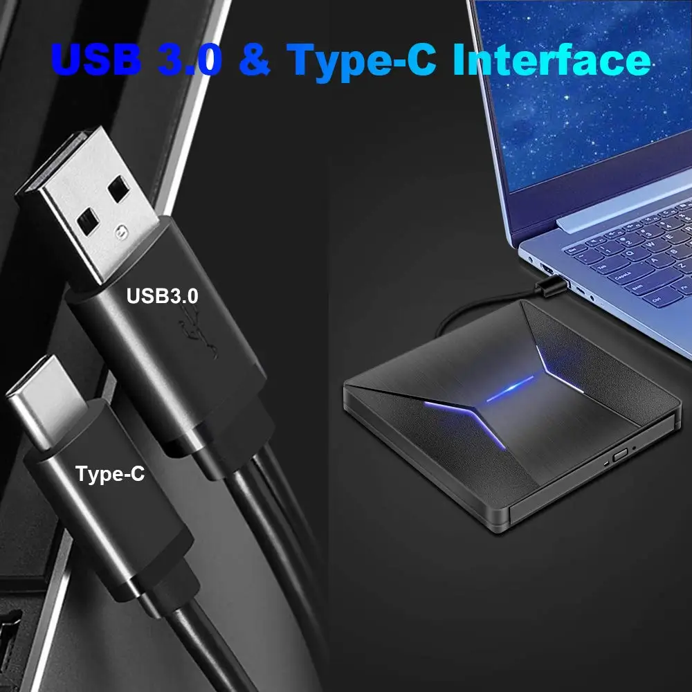 YiYaYo Тип C USB 3,0 DVD привод DVD RW горелка Писатель Rewriter CD rom ридер плеер Внешний привод для портативных ПК Windows Mac OS