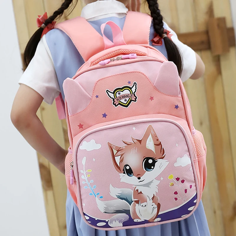 

Милый школьный ранец для девочек, рюкзак унисекс с мультипликационным рисунком кошки для мальчиков и женщин, маленькая сумка контрастных ц...