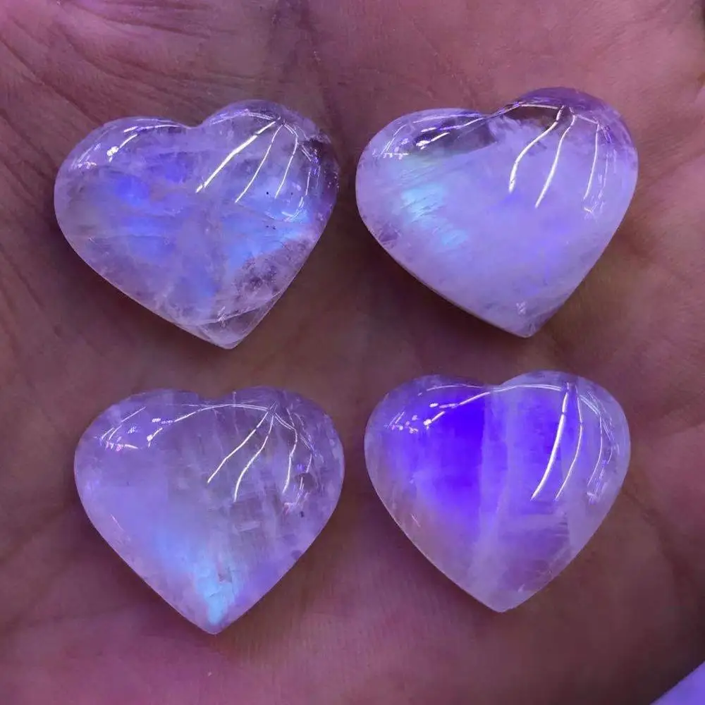 Настоящий натуральный лунный камень синий светильник кулон 23 мм женское сердце