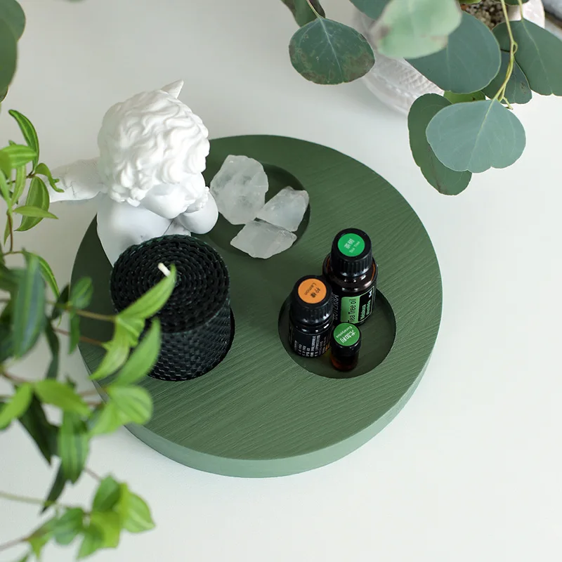 Деревянный поднос подсвечник креативный художественный стол ретро круглый