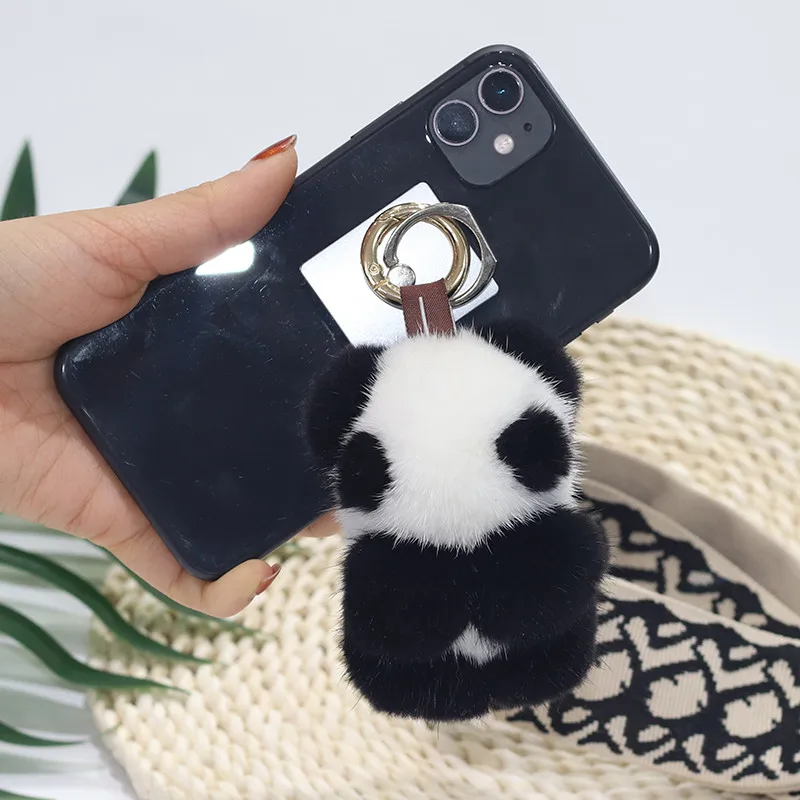 8 см норка панда натуральный мех брелок женский сумка с помпоном Шарм