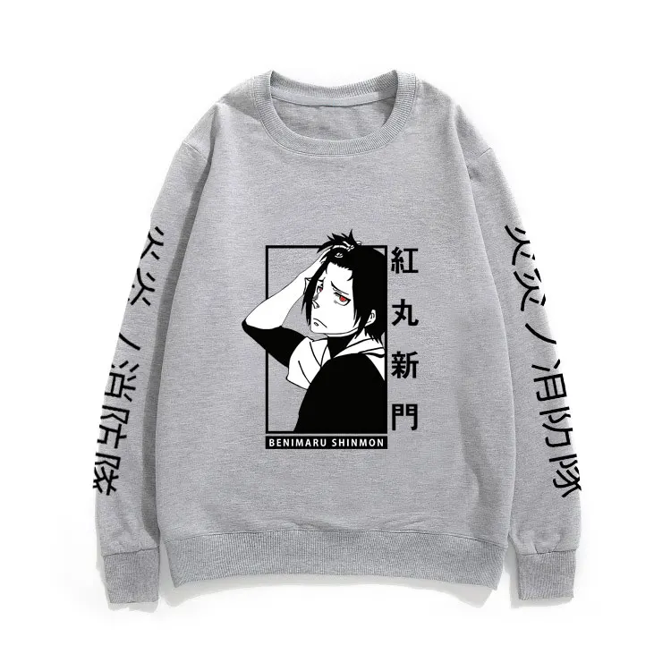 

Anime Fire Force Sportswear Shinmon Benimaru Print Sweatshirt Manga Fire Brigade of Flames Pullover Men Women Unisex Cotton Tops