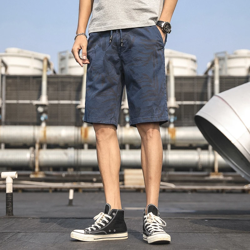 Шорты мужские пляжные с принтом листьев повседневные модные короткие штаны