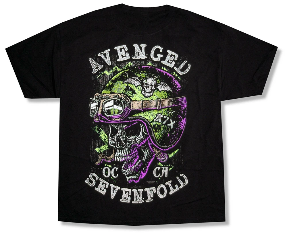 Мужская и Женская свободная футболка Avenged черная в семь раз с черепом шлемом A7X |