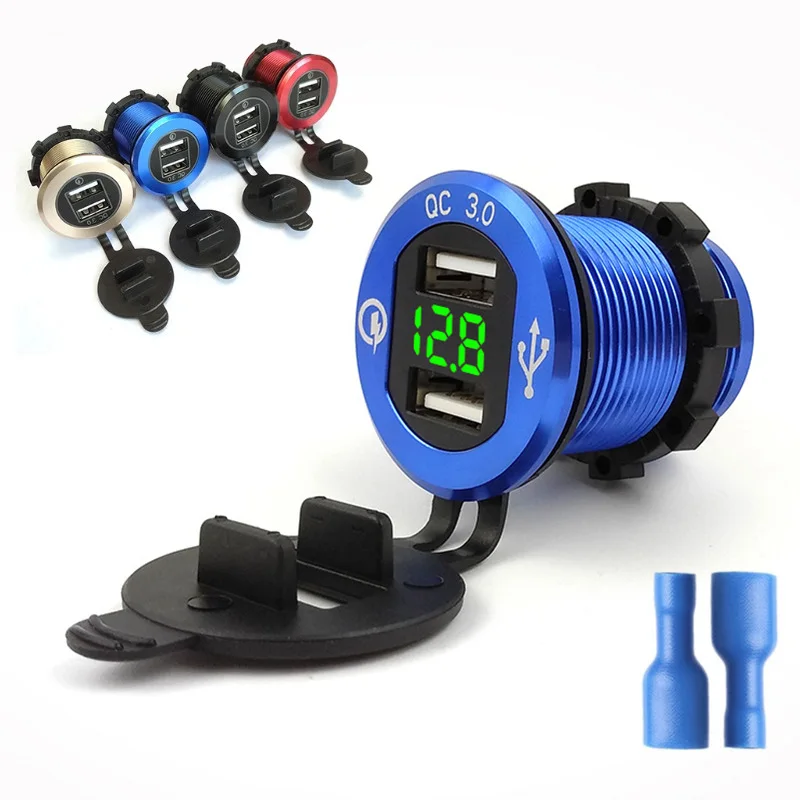 ROMAN QC 3 0 алюминиевый мотоцикл Лодка 2 USB зарядное устройство светодиодный