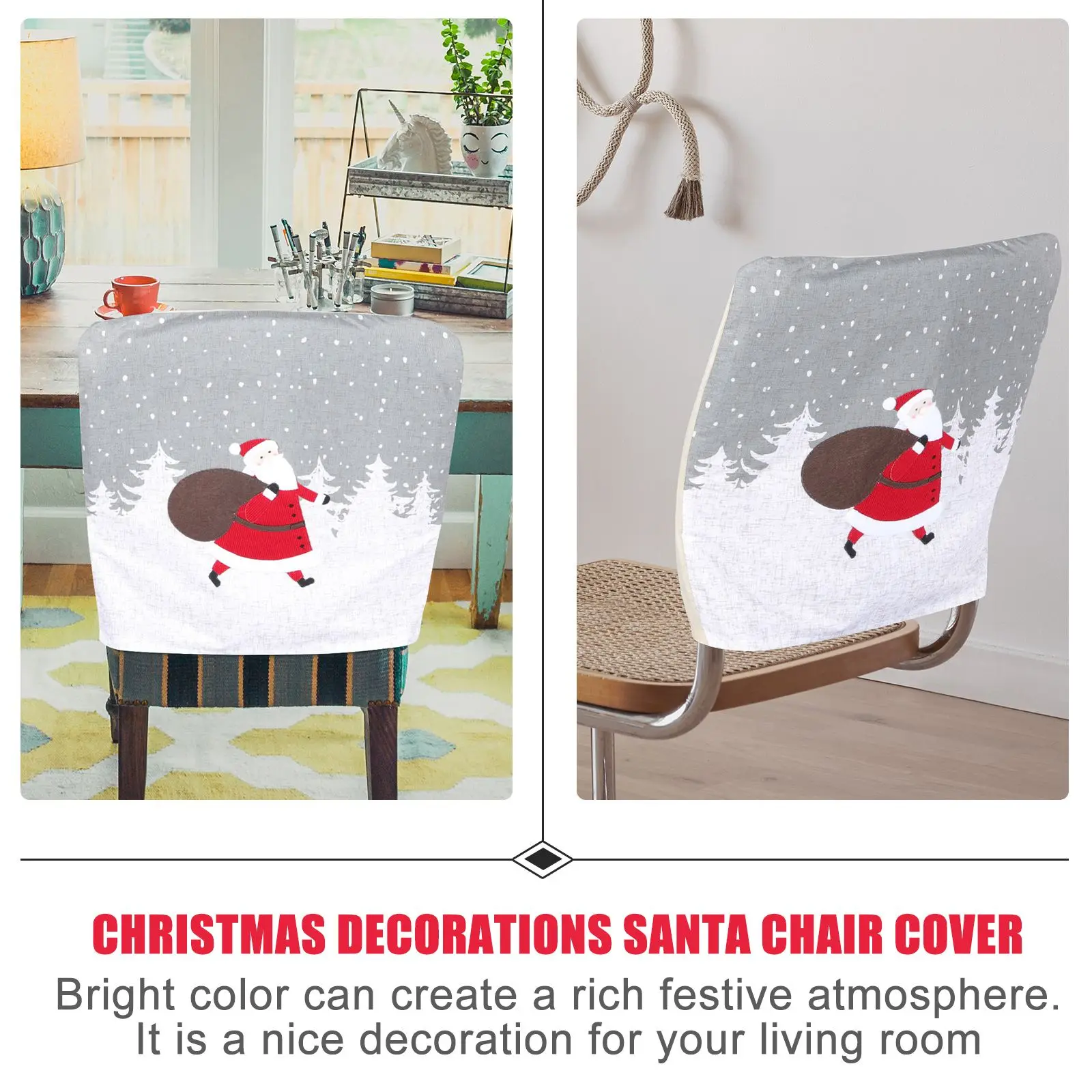 

2Pcs Decorative Chair Cover Xmas Themed Chair Protection Cover for Home