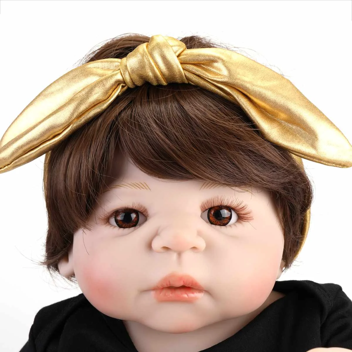Черно золотистая силиконовая кукла для девочек новорожденных 57 см|Куклы| |