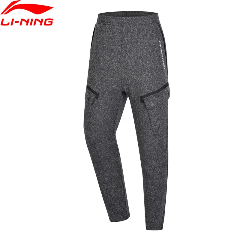 Li-Ning мужские трендовые спортивные штаны, 66% хлопок, 34% полиэстер, Классический крой, с карманами, дизайн подкладки, удобные спортивные штаны AKLN813 MKY439