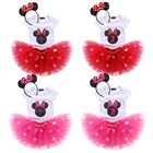 Летняя одежда для малышей Костюм с мышкой из 3 предметов для девочек, платье в горошек Хлопковое платье для малышей платья для первого дня рождения праздвечерние чные костюмы