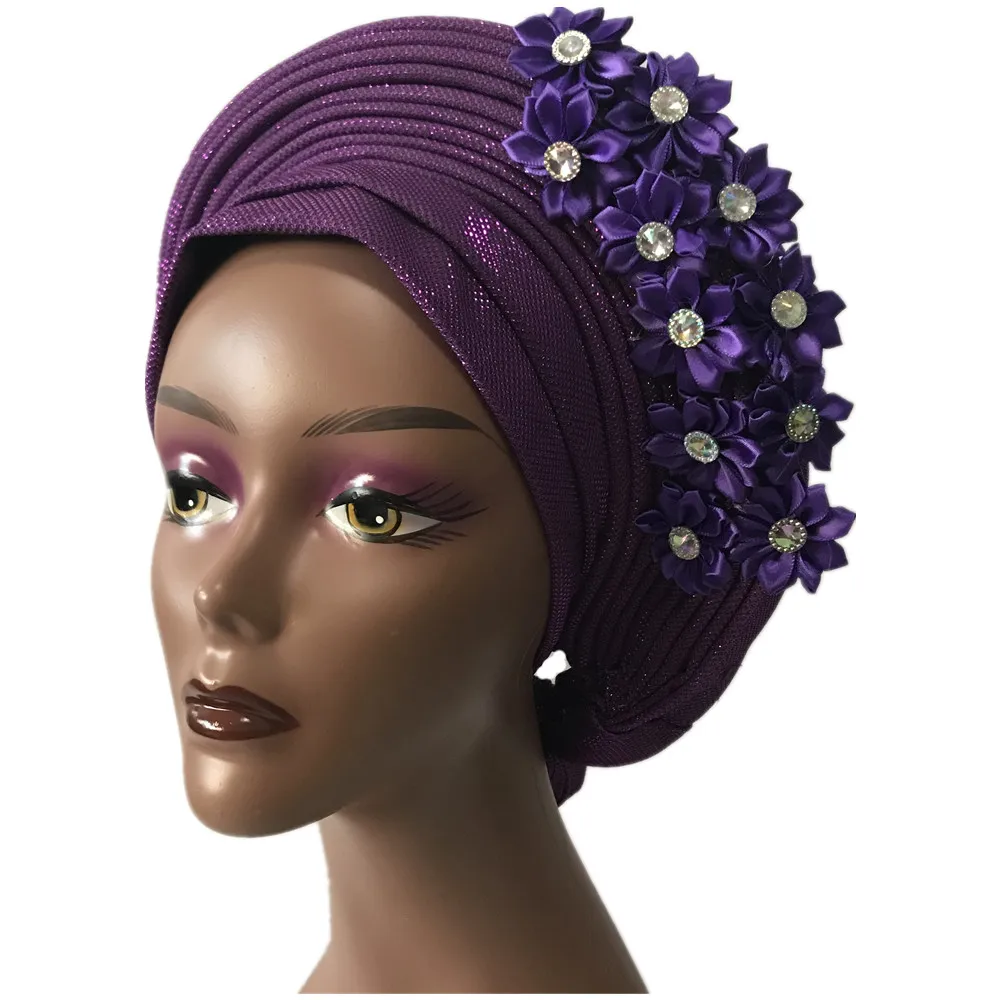 Neueste Afrikanische Turban Kappe Mit Blume Auf Top Nigeria Kopf Wrap Frauen Kappe Nigerian Auto Gele Bereits Gemacht Beste Verkauf 1 teile/paket