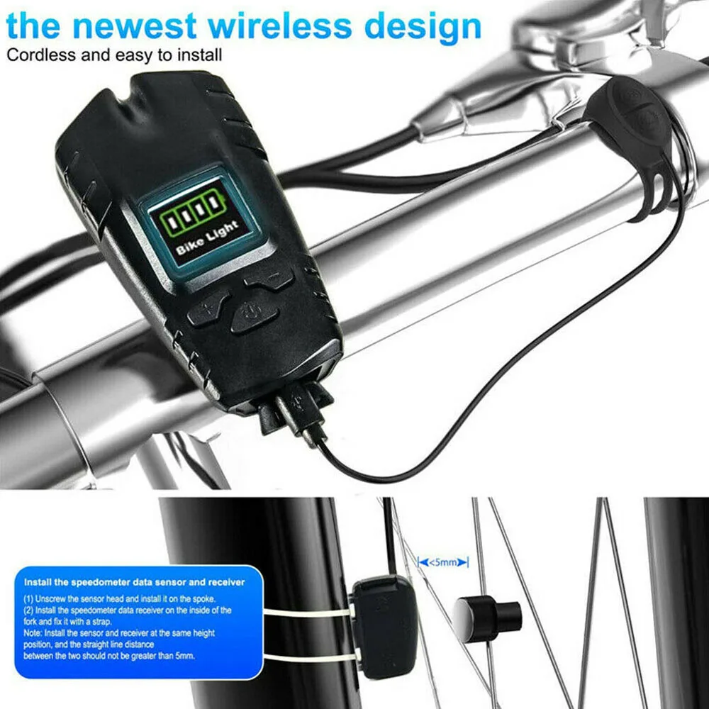 

Bicycle Battery Indicator Front Light USB Charging Horn Light Bicycle Front Light LED Mountain Bike Head Set Rechargeable