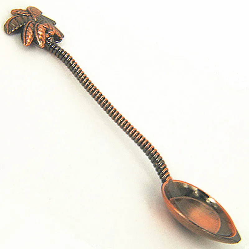 Винтаж Стиль кокосовой пальмы чайная кофейная ложка для мороженого цинковый