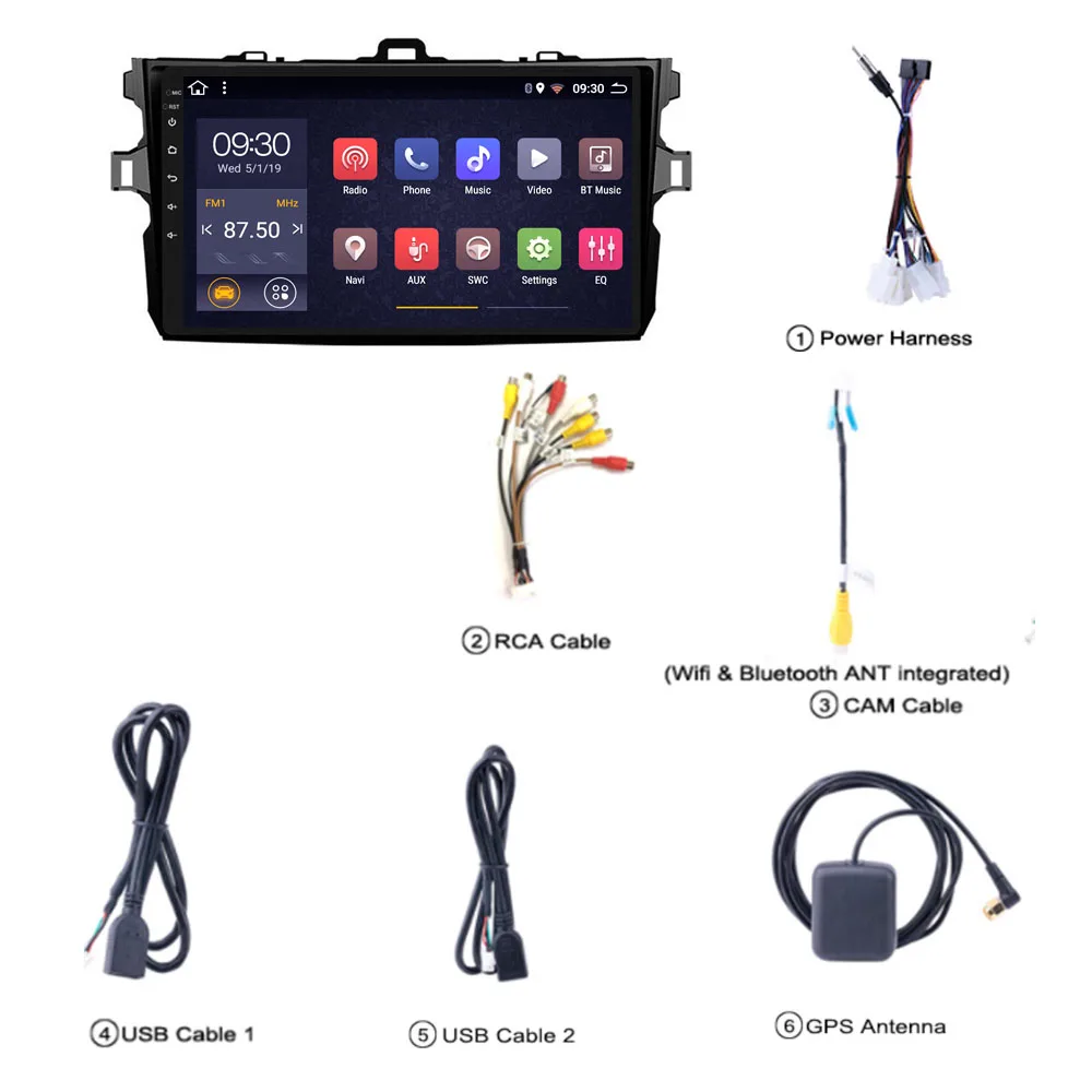 Автомагнитола для Toyota Corolla android стерео 2 + 32 ГБ 8 ядер автомобильный навигатор 1