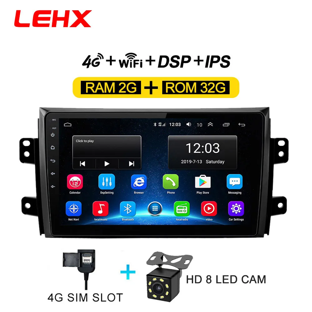 LE-SX4-32G-4G-CAM LEHX 2.5D ips экран Автомобильный Радио плеер для Suzuki SX4 2006 2007 2008-2011 2012 2Din Android 8,1 Мультимедиа gps навигационный плеер - Цвет: LE-SX4-32G-4G-CAM