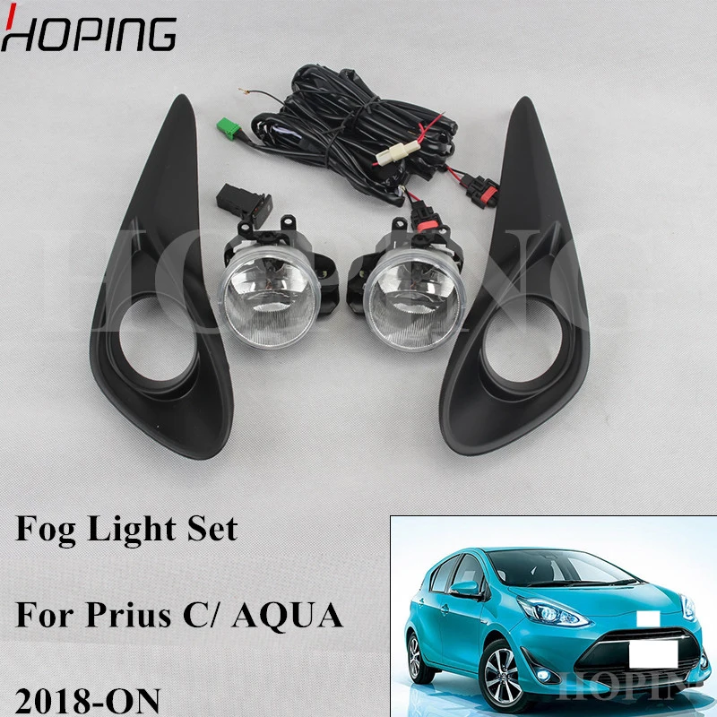 

HOPING 1Set High Quality Halogen Fog Light Assembly Kit For Prius C AQUA 2017 2018 2019 12V 19W H16 Fog Lamp Set Wiring Switch