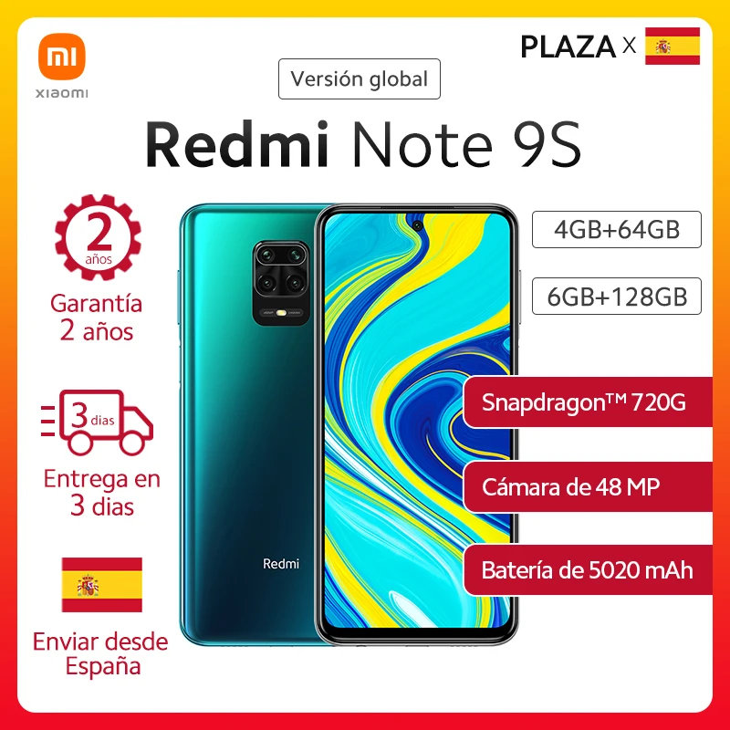 Xiaomi Redmi Note 9 S глобальная версия 6 ГБ 128 Snapdragon 720G 67 ''FHD DotDisplay 5020 мАч 48MP AI Camera 18W