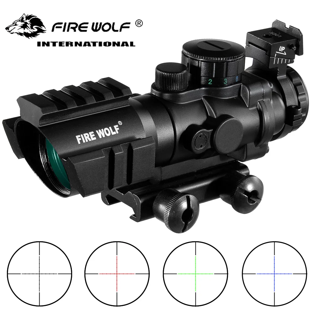 Best Fire Wolf 4x32 Rifle Scope 20mm Dovetail Reflex Optical Scope Tactical Scope Shotgun Rifle Airsoft Sniper Magnifier Airsoft