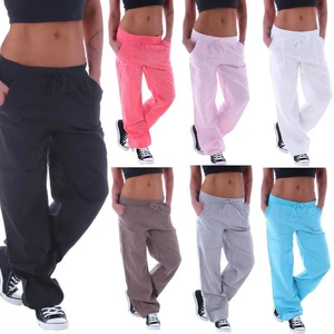 Мешковатые женские брюки, повседневные, фитнес, мешковатые, широкие ноги, кнопки, женские брюки, сплошной цвет, 2020