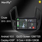 NaviFly 6 ГБ + 128 ГБ Android 10 DSP автомобильный Радио мультимедийный видео плеер для Chevrolet Cruze J300 J308 2012 QLED экран 1280*720 4G