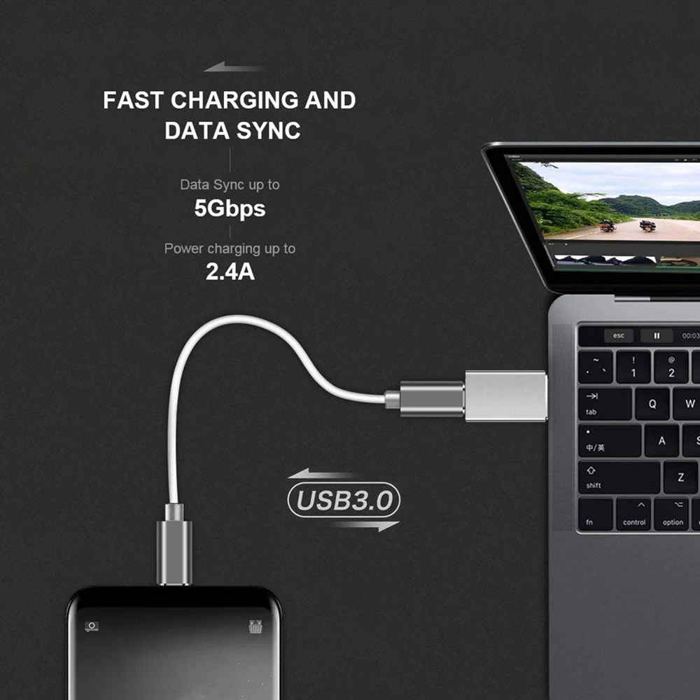 KEBIDU USB 3.1 Type C OTG Connector Adapter External To Female 3.0 Male Cable Mini for Macbook | Электроника