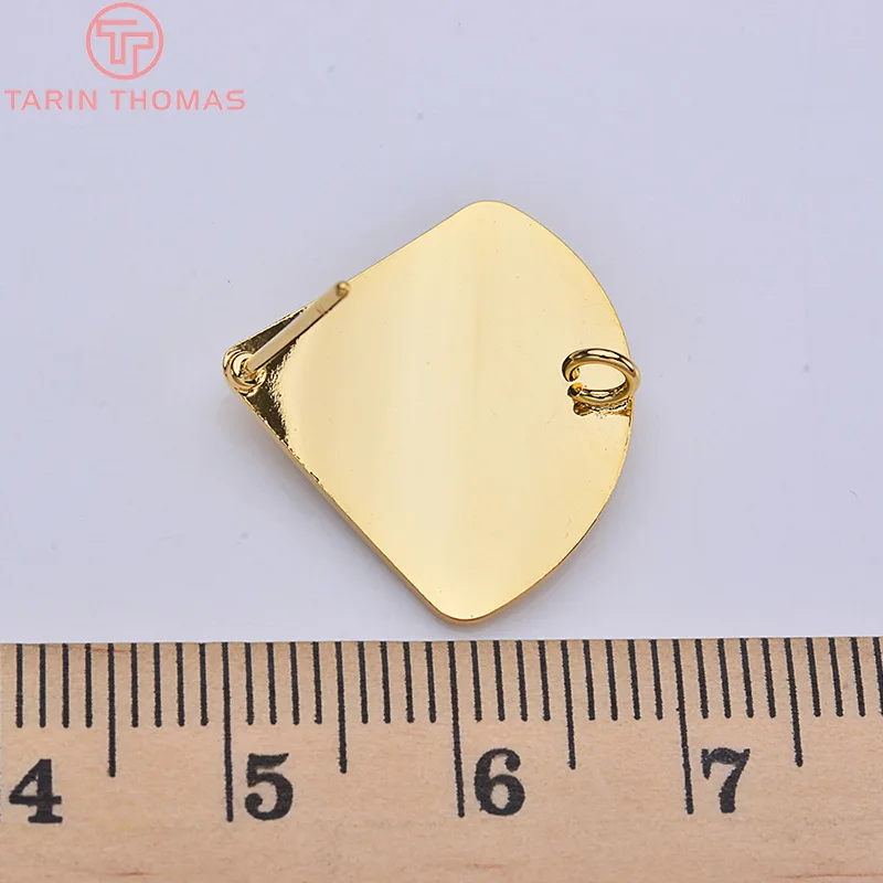 6 шт. позолоченные серьги гвоздики с глянцевой поверхностью 20 х23