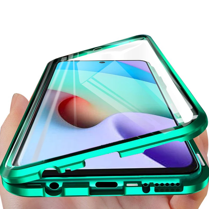 

Magnetic Metal Case For Xiaomi Redmi 10 6.5inch Double Sided Glass Phone Case Cover on for xiaomi redmi10 redmy 10 21061119AG
