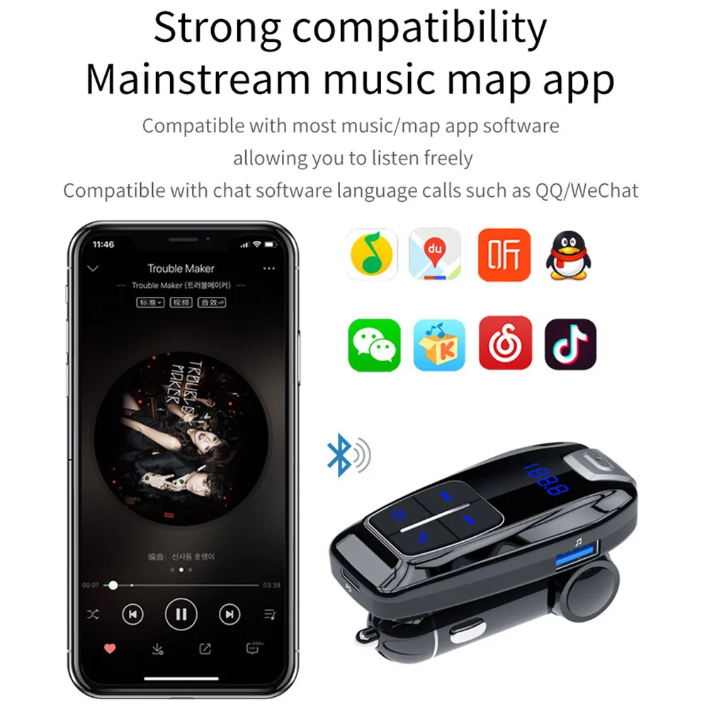 Bluetooth FM передатчик USB Aux модулятор Handsfree Car Kit автомобильный аудио mp3 плеер 3.0A
