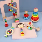 Мобильные погремушки для детей 0-12 месяцев, Буковый колокольчик с животными, музыкальный молоток, развивающая игрушка для новорожденных