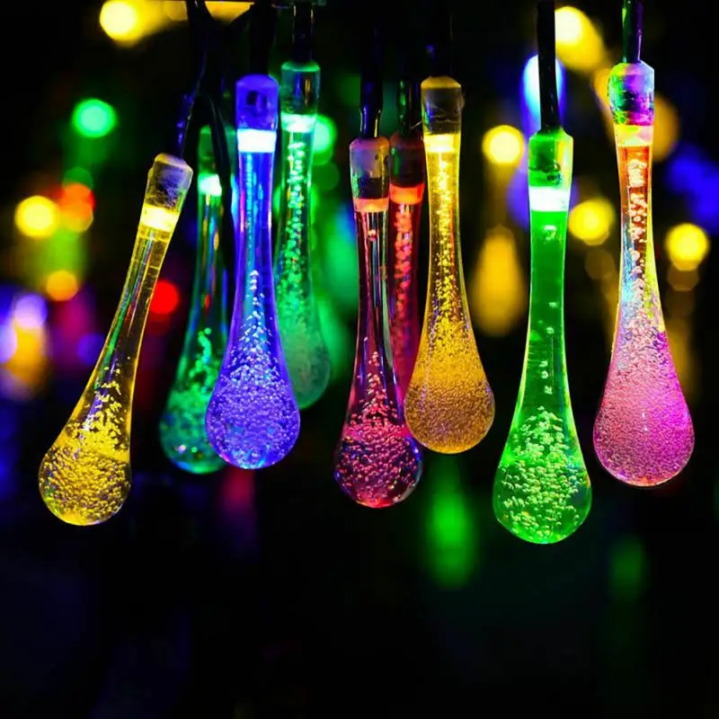 

LED Outdoor Water Drops Solar Lamp String Lights 7/ 50/20 LEDs Fairy Holiday Christmas Party Garland Garden Lamp Waterproof