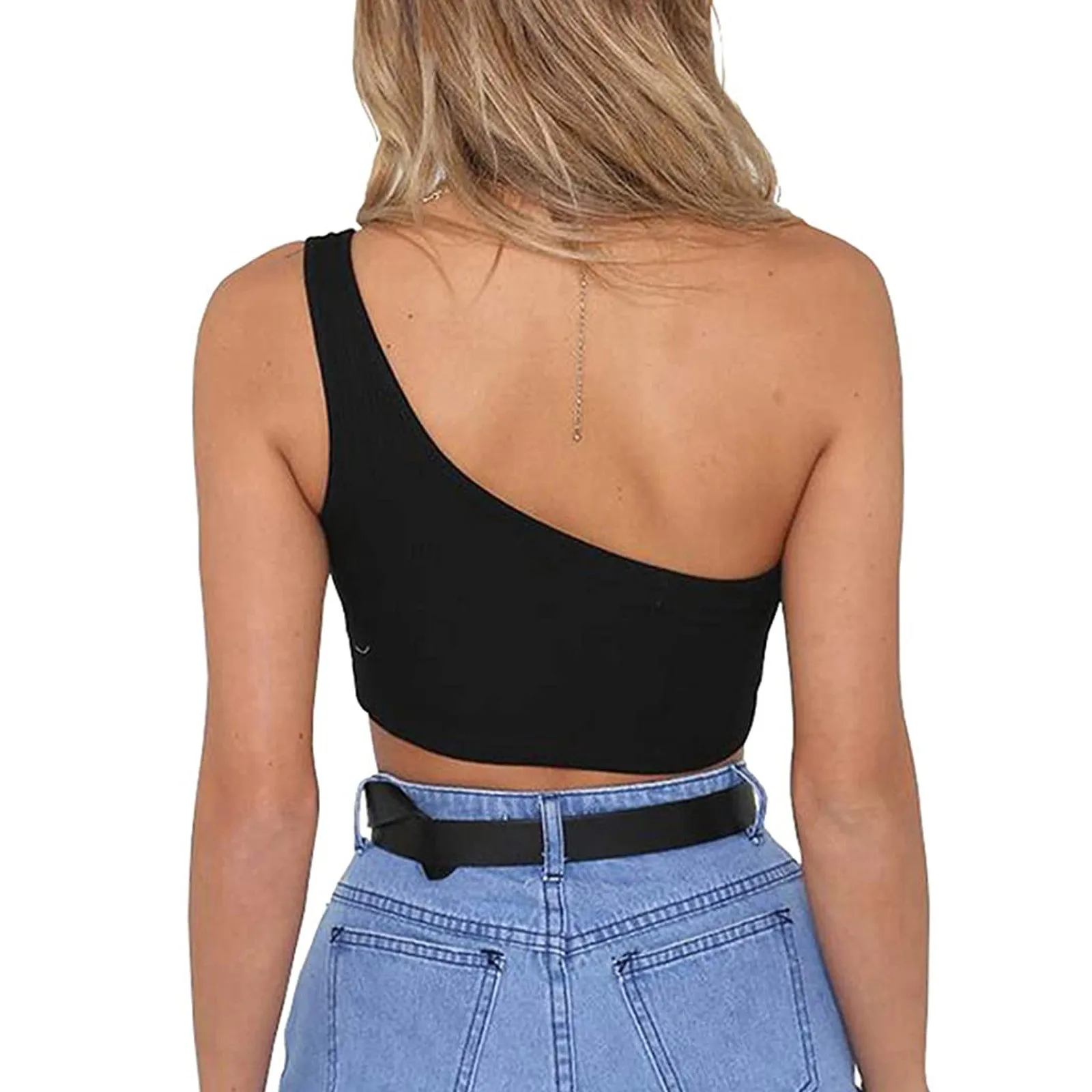 

One-shoulder Sling Women Ladies Sexy One Shouler Sleeveless Crop Top Sexy Bra Slim Camis Tank Vest #2122