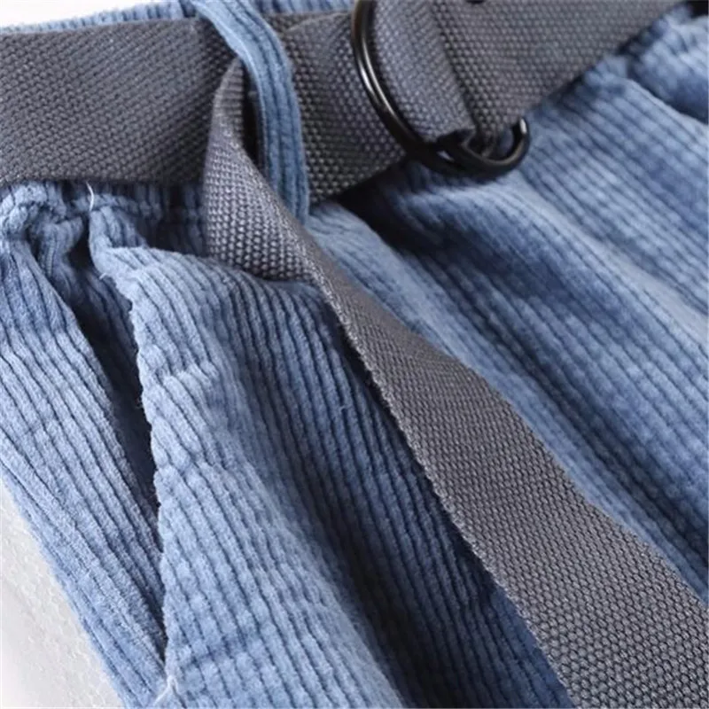 Вельветовые штаны шаровары Осень-зима женские длинные с эластичной резинкой на