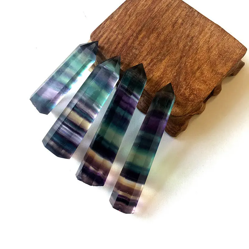 

10Pcs/Lot Natural Colorful Fluorite Quartz Crystal Point Rock Stone Wand Healing