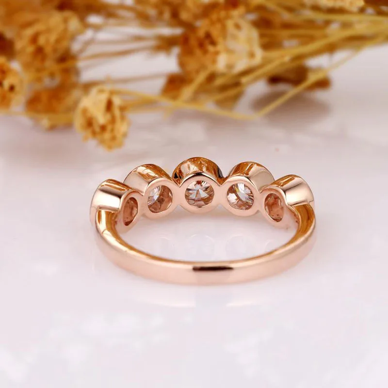 Veryins 14k 585 розовое золото 1.5ctw 4 мм драгоценный камень набор DEF цвет Moissanite пузырь