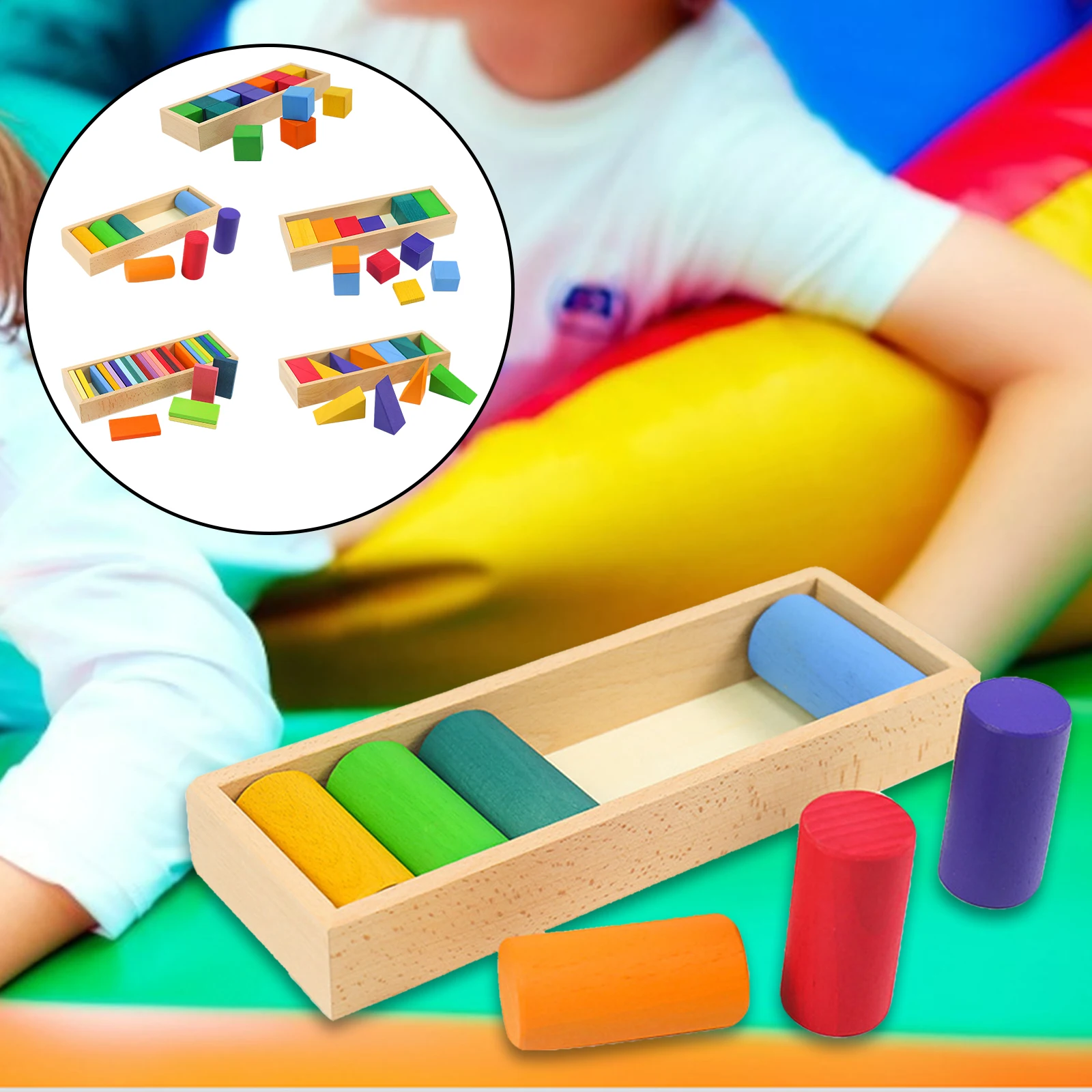 

Shape Match Wood Block Puzzle Stacker Stacking Building Development Motor Skill Sensory Handicraft Toys Teaching Aids