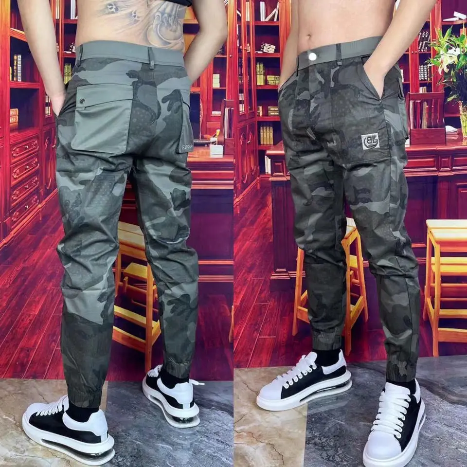 Spring summer new men's casual pants slimming trend personality cloth camouflage Workshop Uniforms Work Wear cargo pants XXXXXXL