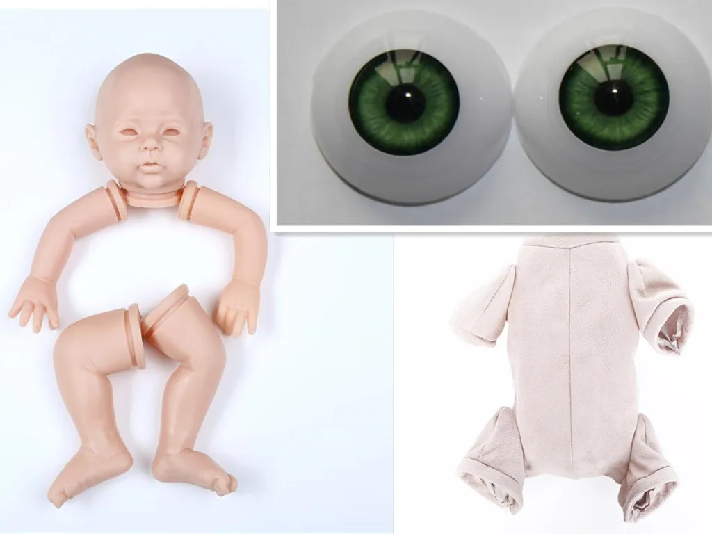 

retail Wholesale soft silicone vinyl Unpainted Reborn Doll Kits with body eyes mohair Artist Accessories DIY for 20'' baby dolls