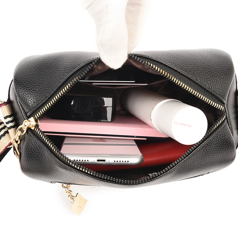 

designer soft leather shoulder bags for women 2021 wide strap messenger bag simple black female crossbody handbag with broadband