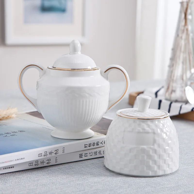 Керамическая сахарница с Рельефной текстурой домашняя емкость для хранения