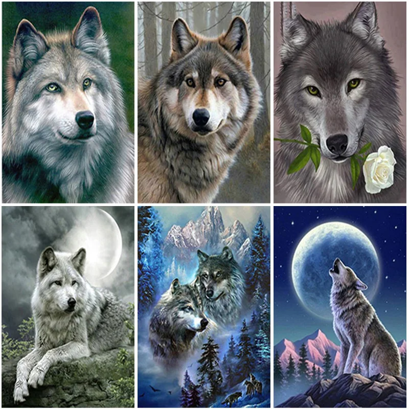 DIY Wolf 5D Diamond Painting Full Square/Round Drill Animal Embroidery Rhinestones Pictures Mosaic Handmade Gift |